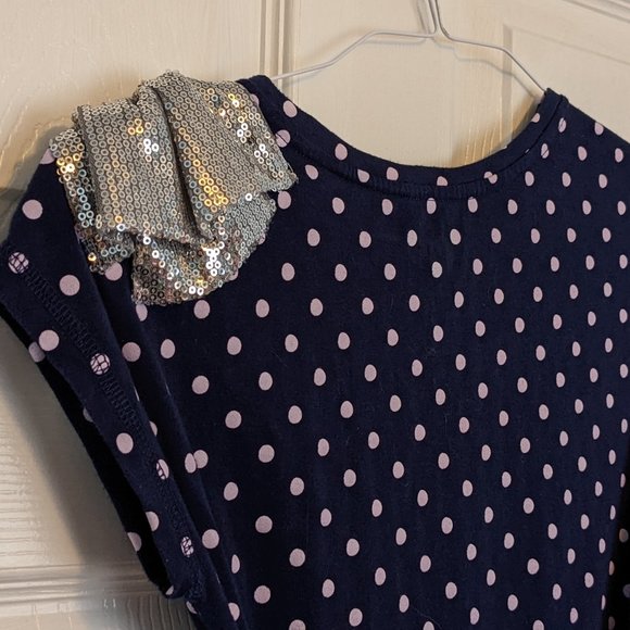 Justice Girls Navy Knit Top With Sequin Bow Shoulder Detail Size 14 (Bundle) - Picture 5 of 6